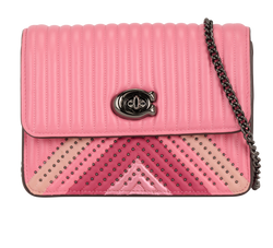 Bowery Quilted Rivets Crossbody, Leather, Pink, MIV, DB, 2*